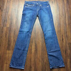 True Religion Straight Jeans Dark Wash Flap Pocket Women’s Size 30